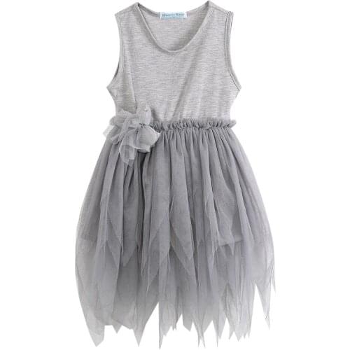 Girls Princess Dress Toddler Kids Baby Girl Clothes Vintage Gray Sleeveless Tulle Tutu Party Dress
