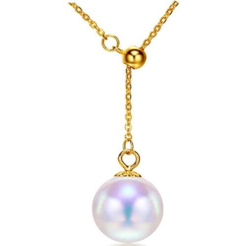 Sinya Trendy Multifunctional Natural Pearl Pendant 18k Au750 Gold Necklace women girls lover Y style adjustable chain