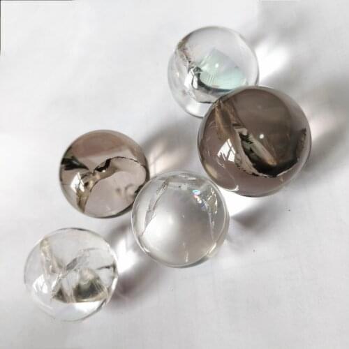 Natural Transparent Rainbow Aura Crystal Clear Reiki Quartz Sphere Healing Stones