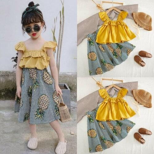 Pudcoco US Stock 1-6 Years Newborn Infant Kids Baby Girls Clothes Set Yellow Floral Tops Shorts Skirt Summer Clothes Outfits