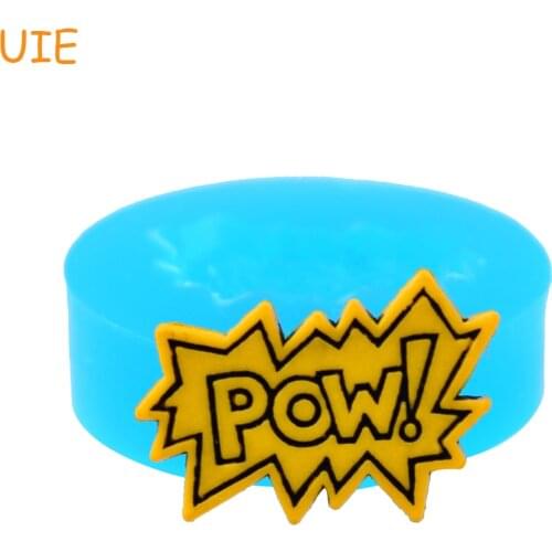 PYL108U Pow Sign Flexible Silicone Push Mold Decoration Mold Dollhouse Scrapbooking Mold Fondant Gumpaste (Epoxy)