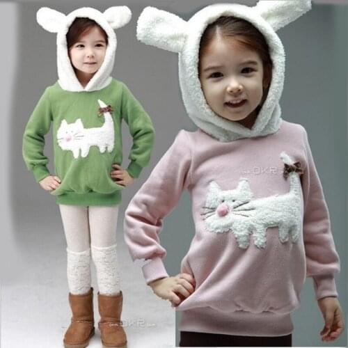 Sale Autumn and winter children fashion cute rabbit pattern sweater kids outerwear coats girls clothing 2-10Yrs