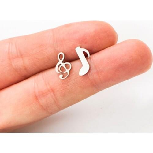 2019 New Fashion Minimalist Lovely Golden Stainless steel Musical Note Stud Earrings for women Ear Ornaments Jewlery Accessories