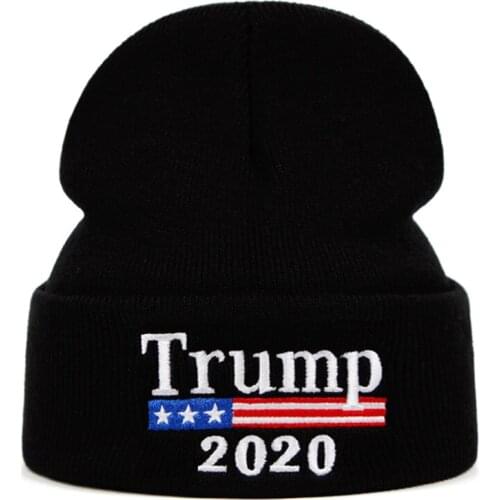 Trump 2020 Beanie Knitted Winter Hat President election Solid Hip hop Skullies Knitted Hat Cap Costume Accessory Warm Winter