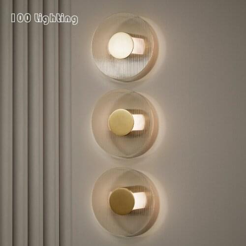 Modern Glass LED Wall Lights Bedside Livingroom Aisle Wall Sconces Gold Surface Mount Round Oval Atmosphere Lamp Home Deco
