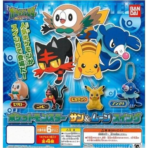 TAKARA TOMY Genuine Pokemon Gacha Toys Pikachu Litten Popplio Rowlet Cute Action Figure Model Toys