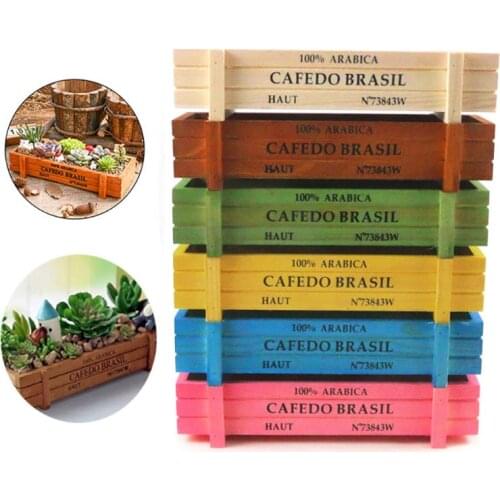 Plant Garden Decor Vintage Natural Home Flower Pot Planter Succulent Wooden Case