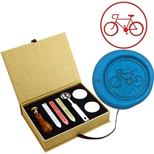 Vintage Bicycle Bike Wax Seal Stamp Kits Brass Heads Sealing Wax Wedding Invitation Stamp