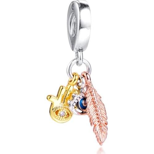 Hamsa All-seeing Eye & Feather Spirituality Fits Bracelets Woman DIY beads for jewelry making Silver kralen voor sieraden maken