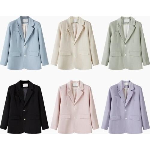 WomenS Suit Jacket Spring Set 2021 Korean Loose Casual Black Women Blazers Jackets Work Wear Coat New Fashion Solid Suit Coat