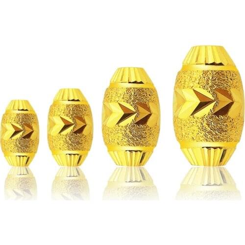 1PCS Real 24K Yellow Gold Bead Luck Rice Star Pattern Long Bead Loose Bead 0.25-0.83g