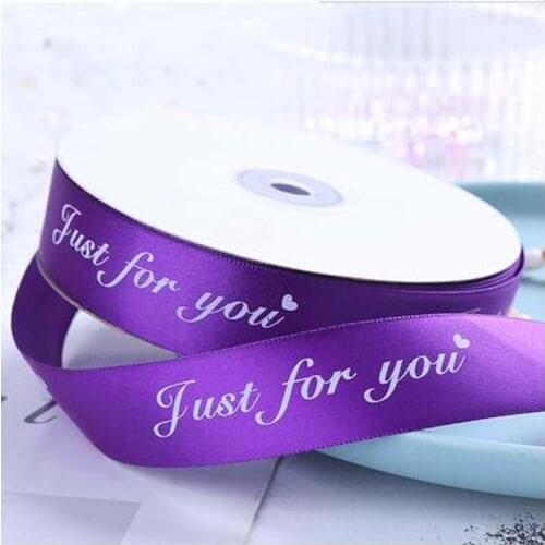 10MM Purple Just For You Printed Polyester Ribbon for Wedding Christmas Party Decorations Bow Craft Ribbons Gifts Wrapping