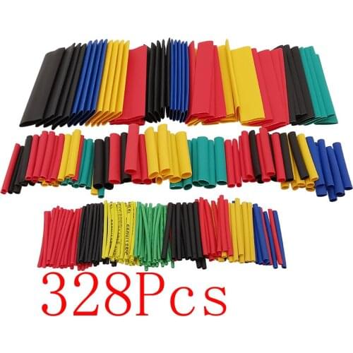 164Pcs/328Pcs/set Heat Shrink Tube Kit Insulation Shrinking Tubing Assortment Polyolefin Wire Cable Heat Shrink Sleeve 8 Sizes