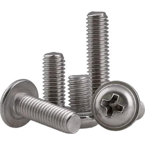 20PCS M2-M5 Philips Round Button Head With Washer Screws Bolt A2 304 Stainless Steel