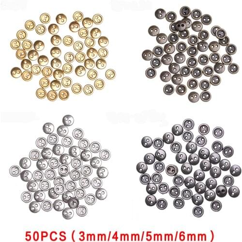 50Pcs 3/4/5mm Cute Mini Metal Buttons Handmade Round Bread Buttons for DIY Doll Clothes Sewing Accessories Baby Gift