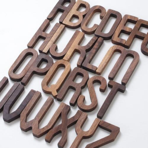 Nordic Style Black Walnut Letter Letters Combination Wooden Alphabet DIY House Numbes Wall Decoration