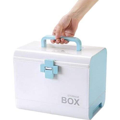 Medicine Box First Aid Kit Box Plastic Container Emergency Kit Double-layer With Drawer Large Capacity Drug Storage Organizer