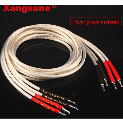 Xangsane Audiophile Audio Cable 4roots HIFI Oxygen-free copper（OFC）Silver-plated Audio Cable Speaker Cable banana plug or Y plug