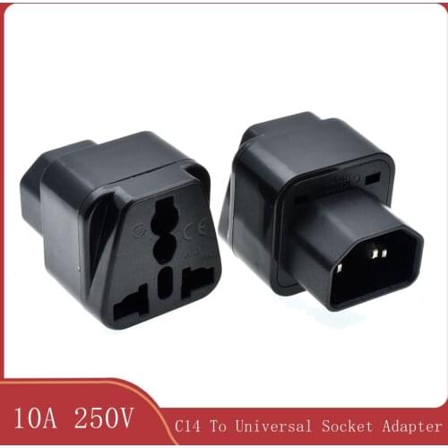 IEC 320 C14 To Universal Female Power Adapter AC Power Plug Connector Black/White