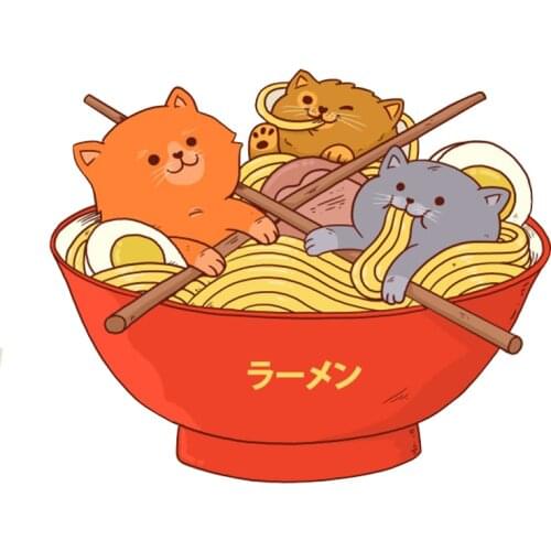 Cats Eat Noodles Brooch Ramen Bowl Enamel Pin Kitten Meow Animals Pet Badge Happy nom-nom Birthday gift