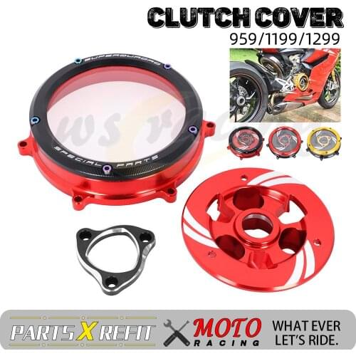Motorcycle CNC Engine Clutch Protection Case Transparent Clear Cover Guard For DUCATI 959 1199 1299 2012-2019 2016 2018