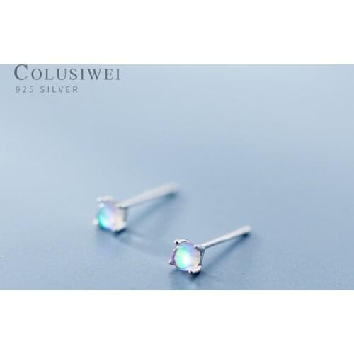 Colusiwei Colourful Stud Earrings for Women 925 Sterling Silver Austrian Crystal Rhinestone Earring Wedding Korean Jewelry