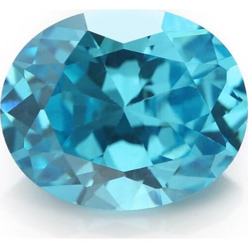 50PCS 3x4~10x12mm Oval Shape Brilliant Cut AAAAA Sea Blue Color Loose Cubic Zirconia Gems CZ Stone For Jewelry Diy