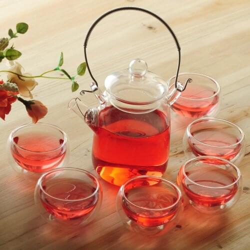 Elegant 400ml Glass teapot with infuser/filter+ 4/6 Cup,tea set for brew white/flower/matcha/Oolong/black/green/Chinese/puer tea