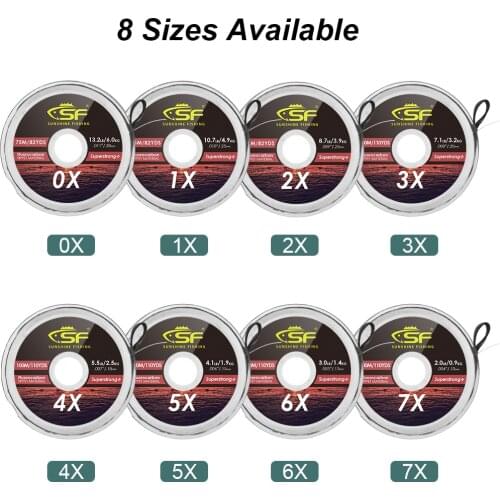 SF Clear Fluorocarbon Tippet Line with Holder Fly Fishing Tippets Leaders Trout 75M 100M 0X 1X 2X 3X 4X 5X 6X 7X