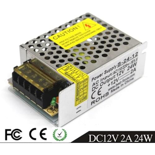 DC Power Supply Switching 12V 2A 24W Led Driver Transformers 100-240V AC TO DC12V SMPS for Led Strip Light Lamp CCTV 3D Printer