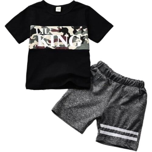 0-5Yrs Children Boys camouflage Clohting Set Infant Kids T-Shirts Stripe Shorts 2Pcs Summer Clothes Outfits