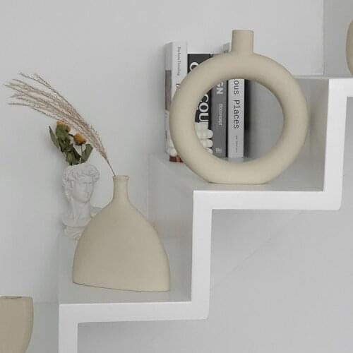 Ceramic Flower Vase Decoration Nordic Creative Desk Boho Table Accessories Vase Room Jarrones Decorativos Home Decor DF50HP