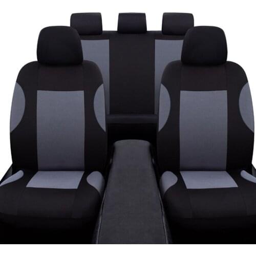 Universal 9 Pcs Gray Car Seat Covers Set Breathable Polyester for Auto Front Rear Seats Headrests Free Shipping