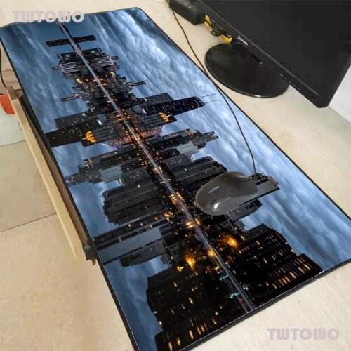 Cloudy Day Metropolis City Gaming Mouse Pads Natural Rubber laptop Anime Mice Mat with sewn edges anti-fray desk mat