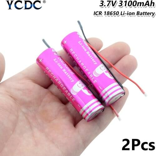 New 3.7v 3100mah 18650 Lithium Rechargeable Battery 18650 With Wires For battery pack power tool Flashlight batteries