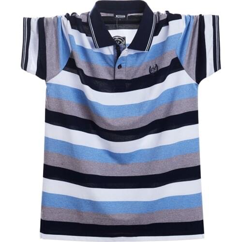 Mens Long Sleeved Polo Shirt Plus Size Striped Stand Collar Cotton Polo Shirts Casual Mens Lapel Top Shirt Embroidered Tees 5XL