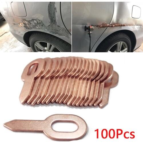100PCS Copper plated Car Body Dent Repair Tools Spot Welding Straight Pull Rings Washer Holder