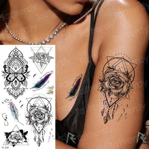 Tatoo arm girls henna stickers for hands sleeve black tattoos sketch vintage temporary tattoos removable unique flower tattoos
