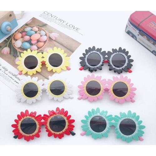 Newborn Baby Girls Outfit Sunflower Eye Wear, Vintage Flower Round Frame UV Protection Eyewear Accessory