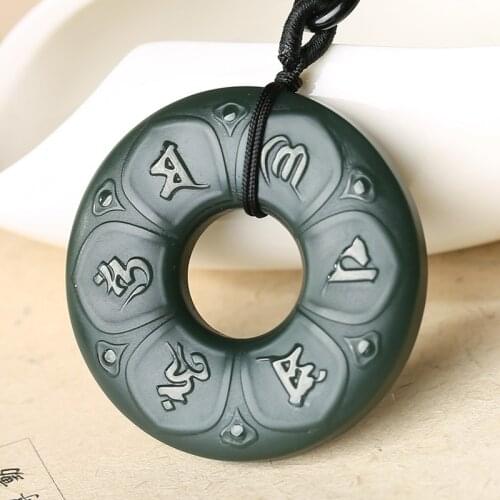 Natural A hetian jade handcarved black jade green jade necklace jade pendant unique jadeite jade necklaces men jewelry