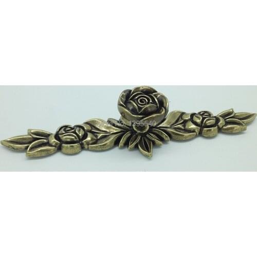 New 10pc Bronze Zinc Alloy Rose Kitchen Cabinet Handle Antique Cabinet Drawer Handle&Knob Eur-Style Furniture Hardware Bar Pulls