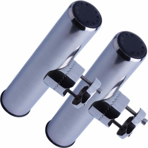 NEW 2pcs Big Clamp Fishing Rod Holder Marine Stainless Steel Clamp On Fishing Rod Holder Adjustable For 7/8"-1"