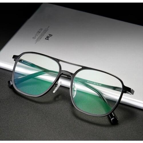 Aluminum Square Glasses Frame Men Anti Blue Light Blocking Glasses Man Vintage Optical Eyeglasses Frames Clear Eyewear Oculos