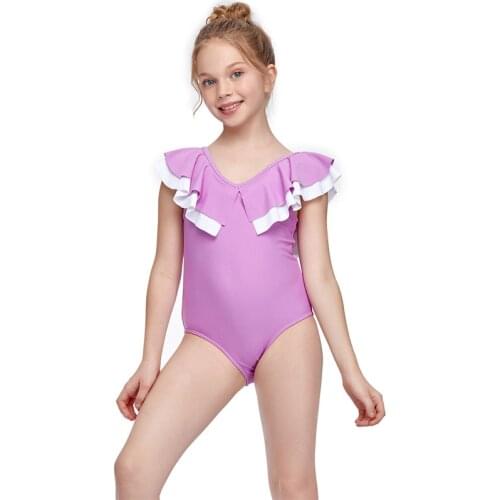 2-14Y Swimsuit for Baby Girls One Piece 2021 Swimwear Swimming Costume Kids Childrens Ruffle Beachwear Bathing Suit Wholesale