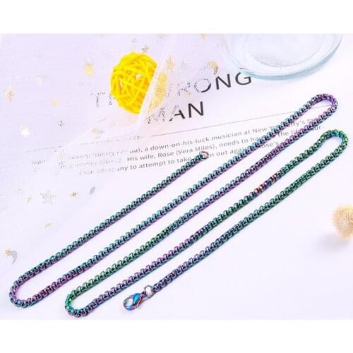 Stainless Steel Rope Square Pearl Chain Necklac 1Piece Color 2mm/2.5mm/3mm/4mm Figaro for Pendant Men Women Jewelry Choker DIY