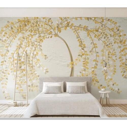 Papel de parede 3d embossed golden rich tree wallpaper mural,living room TV sofa wall kids' room kitchen wall papers home decor