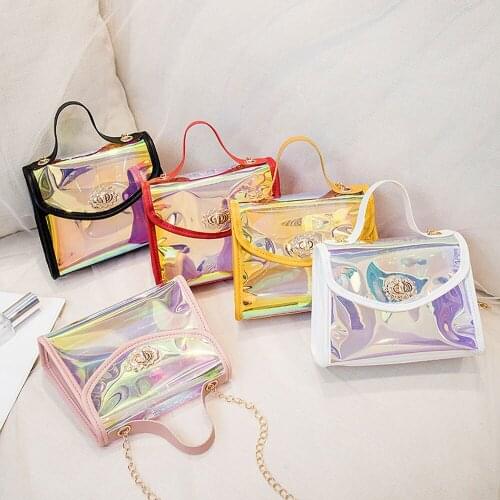 Luxury Women Transparent Square Shoulder Bags Clear PVC Jelly Handbag Female Chain Ladies Fashion Small Evening Messenger Bag