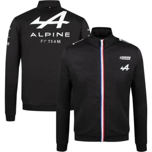 2021 Season Motorsport Alpine F1 Team A Racing Car Fan Black Sweatshirt Teamline Mens Windproof Clothing Full Zip Sweat Jacket