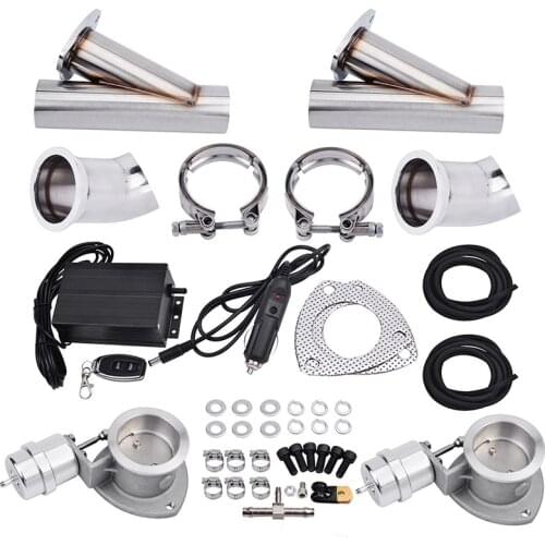 SPEEDWOW 2.5'' Exhaust Cutout Headers Y Pipe Catback Pair Vacuum Valve Electric Exhaust Tip Muffler Kit Car Accessories