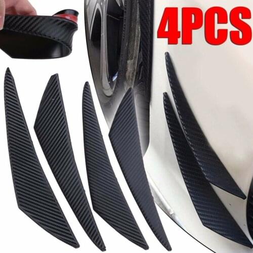 Car Front Bumper Lip Splitter Fins Body Spoiler Carbon Fiber Pattern Racing Car Tuning Canard Decorative Accessories